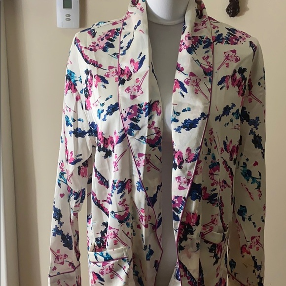 sam edelman abstract floral satin robe - Picture 3 of 6